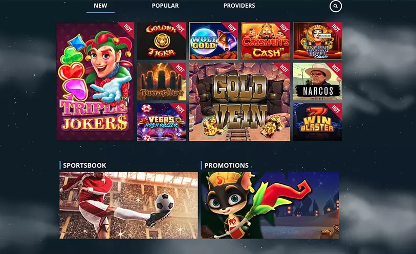 Gaming titles featured on online casino platform.