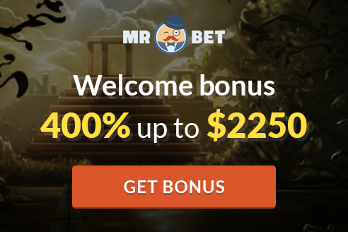 Welcome bonus advertisement for Mr Bet.