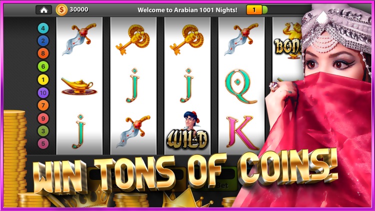 Slot game featuring Arabian theme and coins.