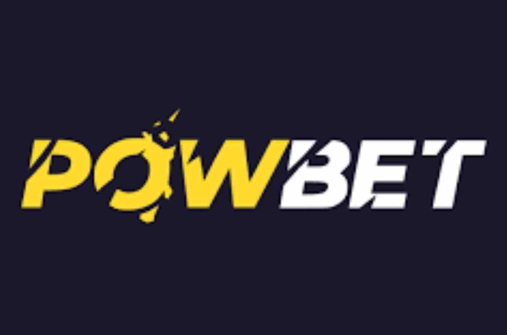 Powbet logo with black background.