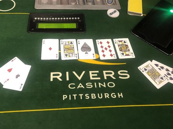 Poker table at Rivers Casino Pittsburgh.