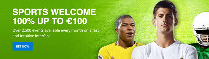 Sports betting promotion with athletes and offer.