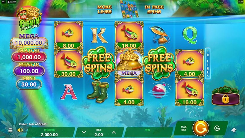Slot game interface with fish theme.