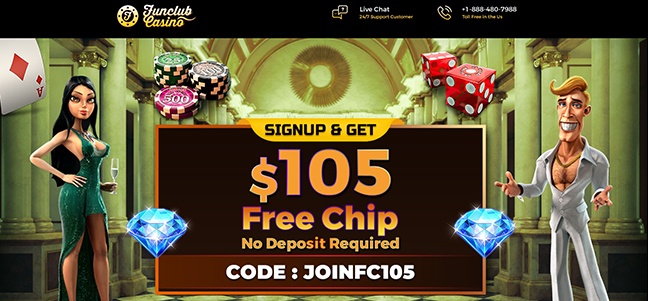 Online casino promotion with free chip offer.