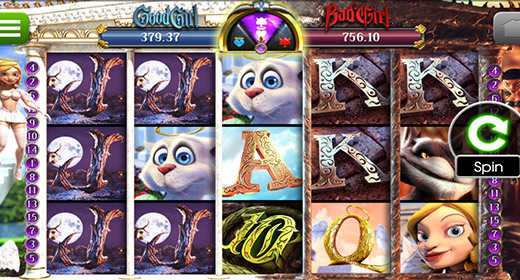Slot machine game featuring Good and Bad Girls.