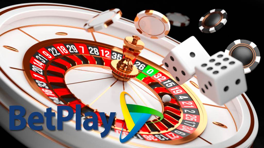 Roulette wheel with dice and casino chips.