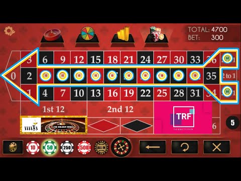 Roulette game board with betting options displayed.