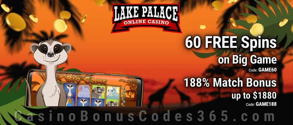 Lake Palace Casino promotional image with offers.