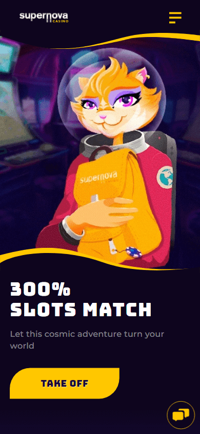 Cosmic-themed animated cat character promoting casino.